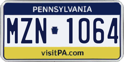 PA license plate MZN1064