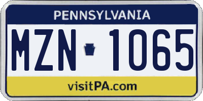 PA license plate MZN1065