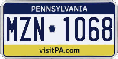 PA license plate MZN1068