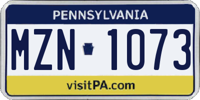 PA license plate MZN1073