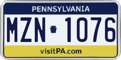 PA license plate MZN1076