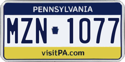 PA license plate MZN1077