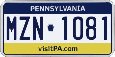 PA license plate MZN1081