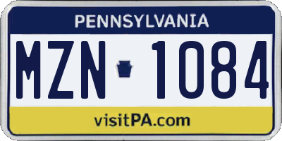 PA license plate MZN1084