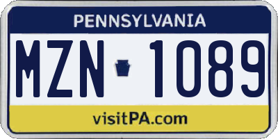 PA license plate MZN1089