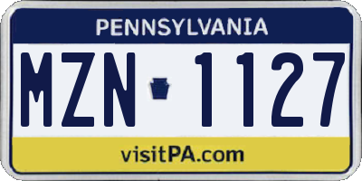 PA license plate MZN1127