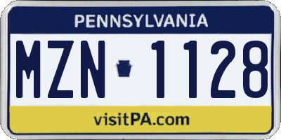 PA license plate MZN1128