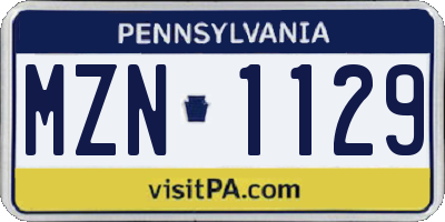 PA license plate MZN1129