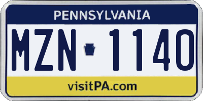 PA license plate MZN1140