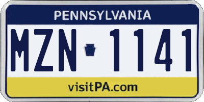 PA license plate MZN1141