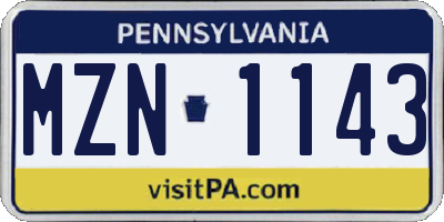 PA license plate MZN1143