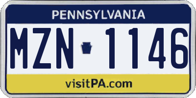 PA license plate MZN1146
