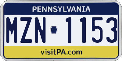 PA license plate MZN1153