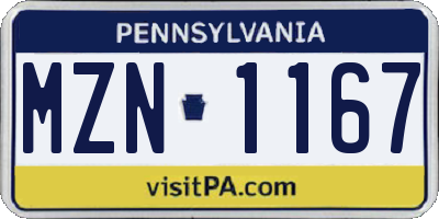 PA license plate MZN1167