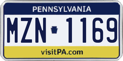 PA license plate MZN1169