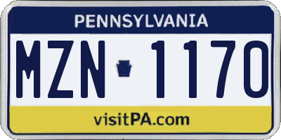 PA license plate MZN1170