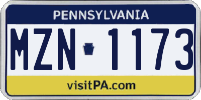 PA license plate MZN1173