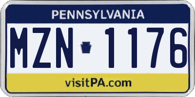 PA license plate MZN1176