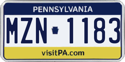PA license plate MZN1183