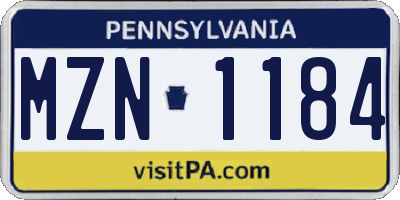PA license plate MZN1184