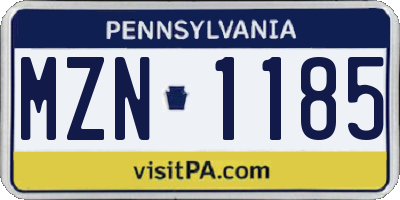 PA license plate MZN1185