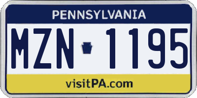 PA license plate MZN1195