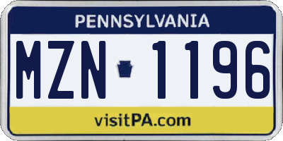 PA license plate MZN1196