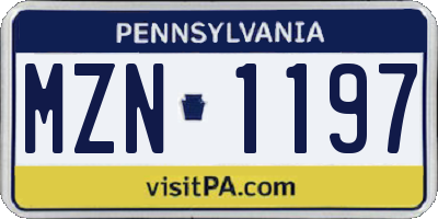 PA license plate MZN1197