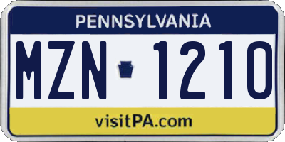 PA license plate MZN1210