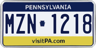 PA license plate MZN1218