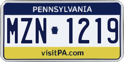PA license plate MZN1219