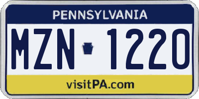 PA license plate MZN1220
