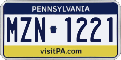 PA license plate MZN1221