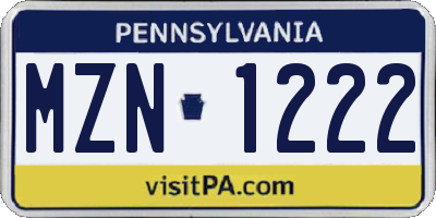 PA license plate MZN1222