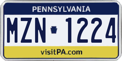 PA license plate MZN1224