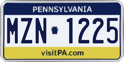 PA license plate MZN1225