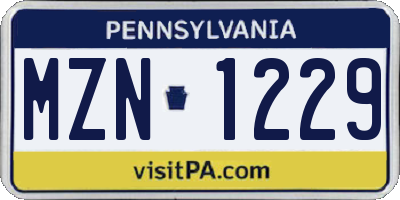 PA license plate MZN1229