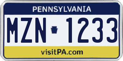 PA license plate MZN1233