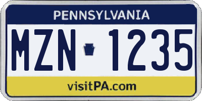 PA license plate MZN1235