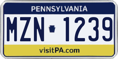 PA license plate MZN1239