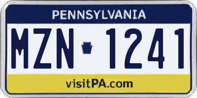 PA license plate MZN1241