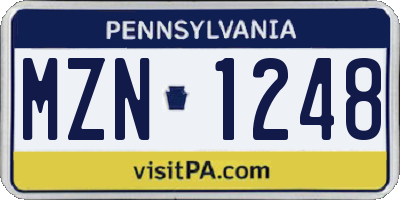 PA license plate MZN1248