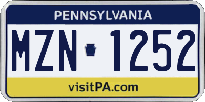 PA license plate MZN1252