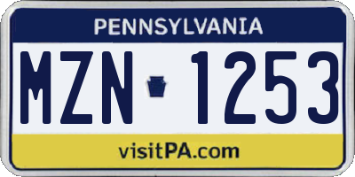 PA license plate MZN1253