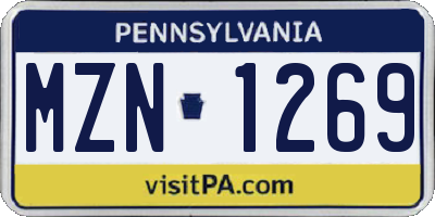 PA license plate MZN1269