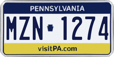 PA license plate MZN1274