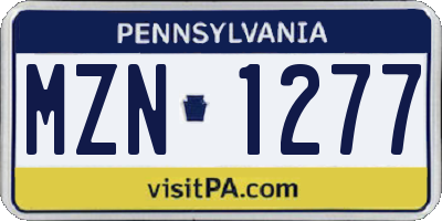 PA license plate MZN1277