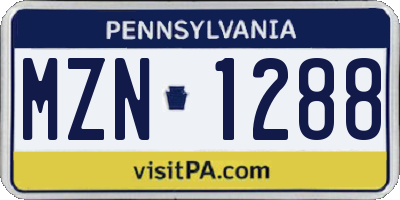 PA license plate MZN1288