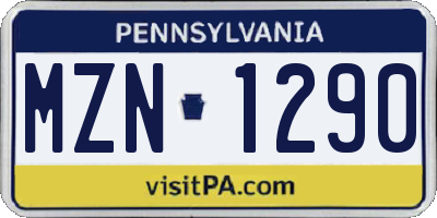 PA license plate MZN1290
