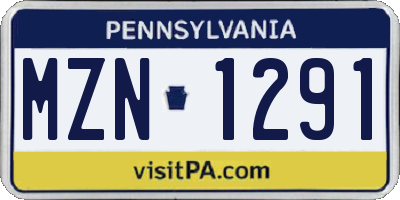 PA license plate MZN1291